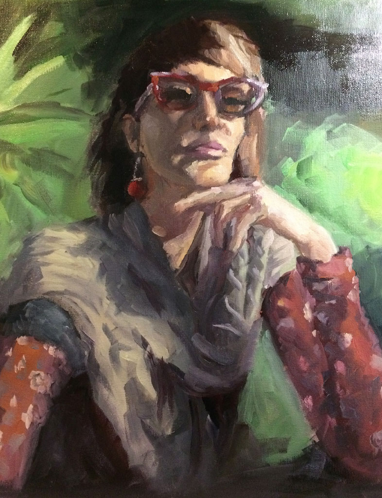 Woman with scarf, Oil on canvas.